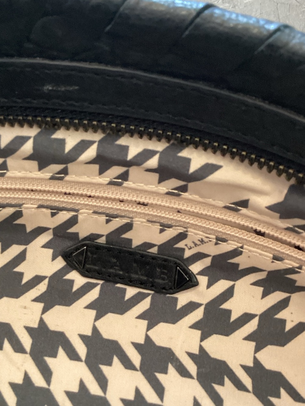 L.A.M.B. Black Leather Fold-Over Clutch with Ribbon Detail - Picture 4 of 6